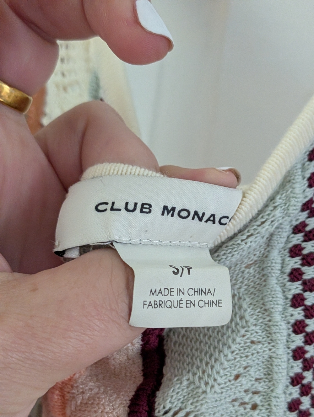 Club Monaco Knit Midi Dress Striped Open Knit Cotton Blend Size S - Picture 4 of 6